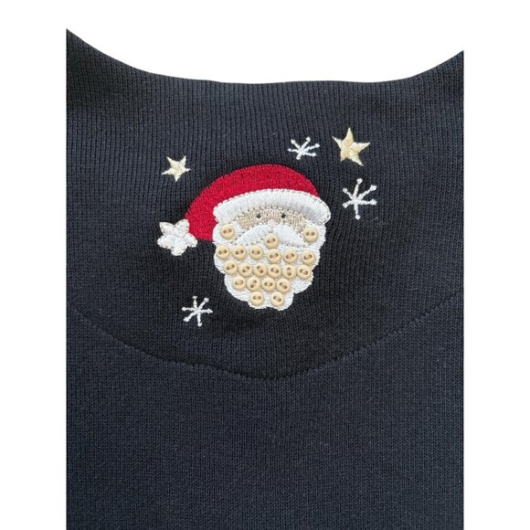 Vintage C J Banks Sweater Vest Womens Large Black Christmas Santa Tree 2000s - Picture 5 of 7